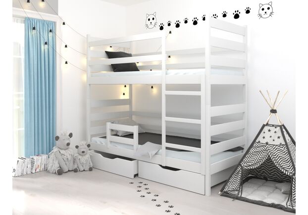 Ліжко двоярусне Амелі 80*190 см біле - Фото №1