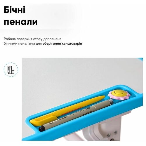 Комплект парта и стул-трансформеры Evo-kids (стул+стол+полка+лампа) BD-04 B (XL) Teddy Blue c лампой - Фото №7