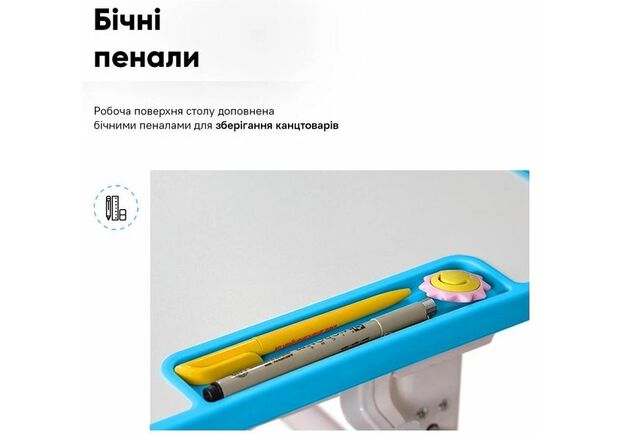 Комплект парта и стул-трансформеры Evo-kids (стул+стол+полка+лампа) BD-04 B (XL) Teddy Blue c лампой - Фото №2