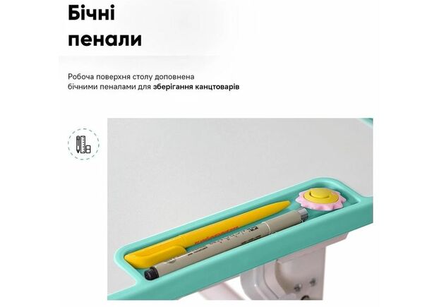 Комплект парта та стілець-трансформери Evo-kids (стілець + стіл + полиця + лампа) BD-04 Z (XL) Teddy Green з лампою - Фото №2