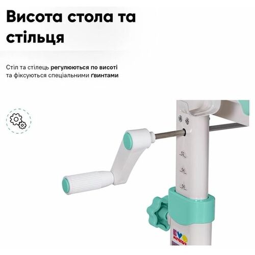 Комплект парта та стілець-трансформери Evo-kids (стілець + стіл + полиця + лампа) BD-04 Z (XL) Teddy Green з лампою - Фото №8