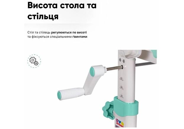 Комплект парта та стілець-трансформери Evo-kids (стілець + стіл + полиця + лампа) BD-04 Z (XL) Teddy Green з лампою - Фото №2