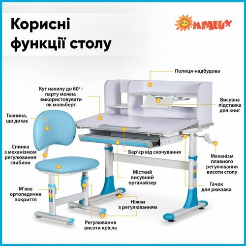 Комплект Evo-kids (стіл+стілець+полиця) (BD-22 BL) - Фото №2