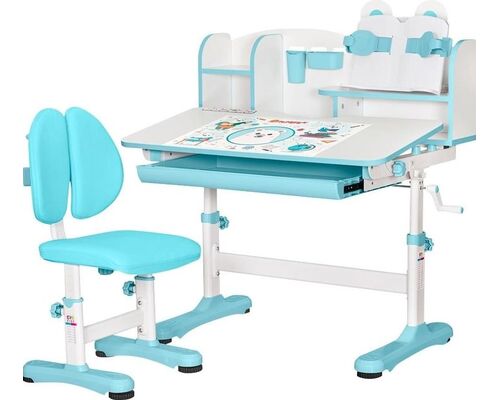 Комплект мебели Evo-Kids BD-29 Panda XL Стол + стульчик + полка Blue (BD-29 BL) - Фото №1