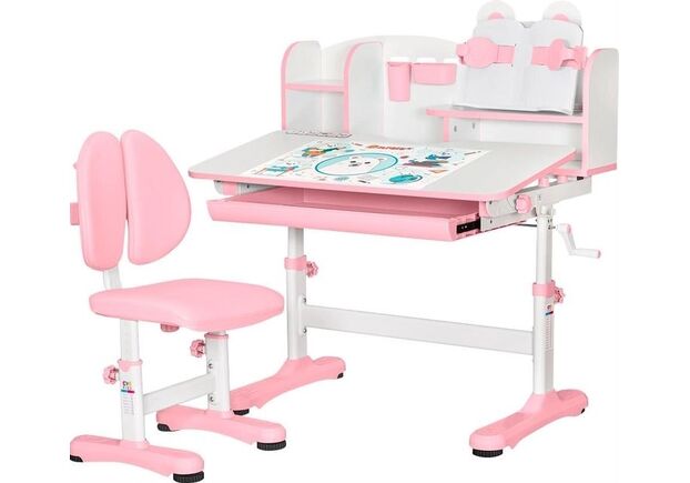 Комплект меблів Evo-Kids BD-29 Panda XL Стіл + стілець + полиця Pink (BD-29 PN) - Фото №1