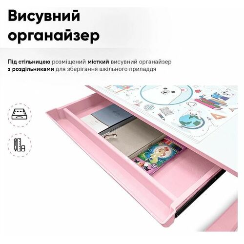 Комплект меблів Evo-Kids BD-29 Panda XL Стіл + стілець + полиця Pink (BD-29 PN) - Фото №10