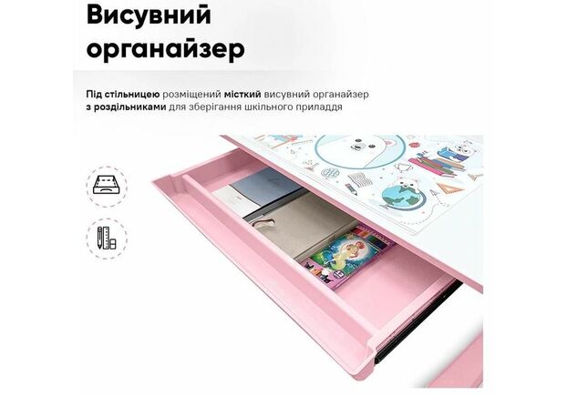 Комплект меблів Evo-Kids BD-29 Panda XL Стіл + стілець + полиця Pink (BD-29 PN) - Фото №2