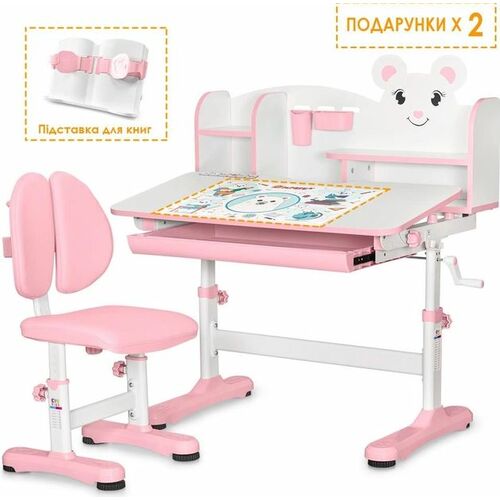 Комплект меблів Evo-Kids BD-29 Panda XL Стіл + стілець + полиця Pink (BD-29 PN) - Фото №2