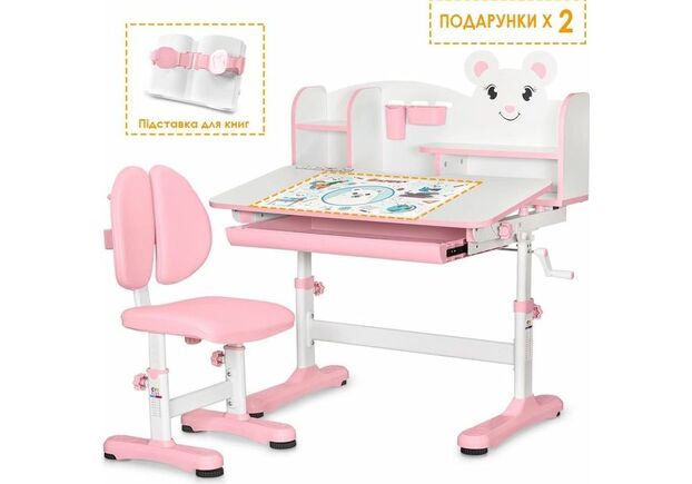 Комплект меблів Evo-Kids BD-29 Panda XL Стіл + стілець + полиця Pink (BD-29 PN) - Фото №2