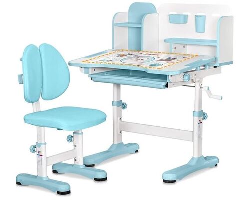 Комплект меблів Evo-Kids BD-28 Panda Стіл + стілець + полиця Blue (BD-28 BL) - Фото №1