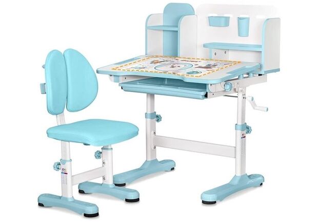 Комплект меблів Evo-Kids BD-28 Panda Стіл + стілець + полиця Blue (BD-28 BL) - Фото №1