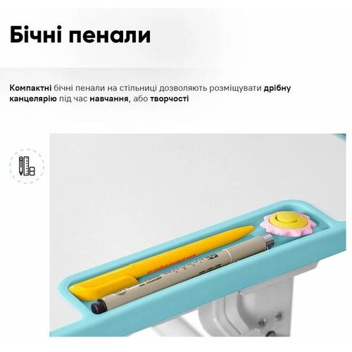 Комплект меблів Evo-Kids BD-28 Panda Стіл + стілець + полиця Blue (BD-28 BL) - Фото №10