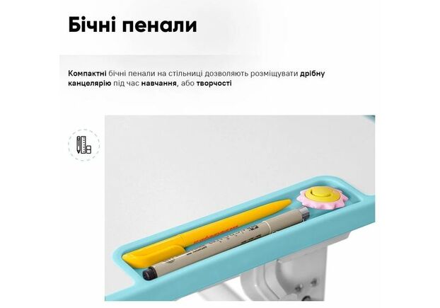 Комплект меблів Evo-Kids BD-28 Panda Стіл + стілець + полиця Blue (BD-28 BL) - Фото №2