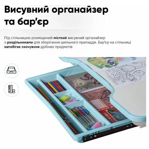 Комплект меблів Evo-Kids BD-28 Panda Стіл + стілець + полиця Blue (BD-28 BL) - Фото №12