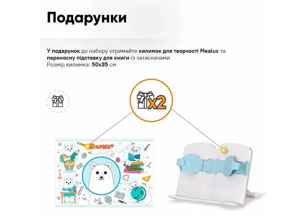 Комплект меблів Evo-Kids BD-28 Panda Стіл + стілець + полиця Blue (BD-28 BL) - Фото №2