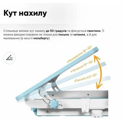 Комплект меблів Evo-Kids BD-28 Panda Стіл + стілець + полиця Blue (BD-28 BL) - Фото №9