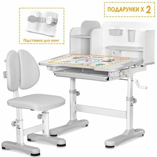 Комплект мебели Evo-Kids BD-28 Panda Стол + стульчик + полка Grey (BD-28 G) - Фото №2