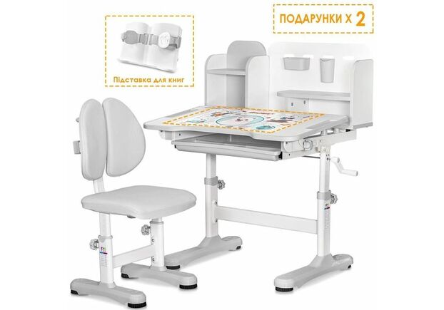 Комплект мебели Evo-Kids BD-28 Panda Стол + стульчик + полка Grey (BD-28 G) - Фото №2