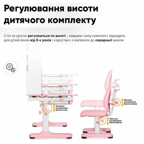 Комплект мебели Evo-Kids BD-28 Panda Стол + стульчик + полка Pink (BD-28 PN) - Фото №11