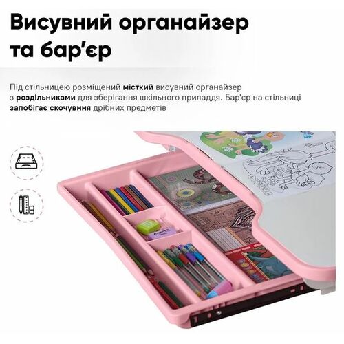 Комплект меблів Evo-Kids BD-28 Panda Стіл + стілець + полиця Pink (BD-28 PN) - Фото №12