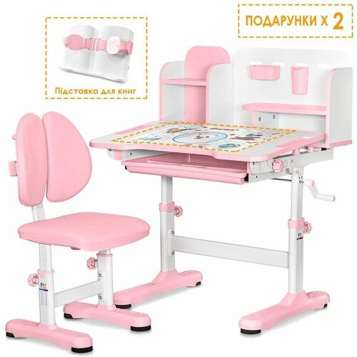 Комплект мебели Evo-Kids BD-28 Panda Стол + стульчик + полка Pink (BD-28 PN) - Фото №2