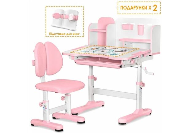 Комплект мебели Evo-Kids BD-28 Panda Стол + стульчик + полка Pink (BD-28 PN) - Фото №2