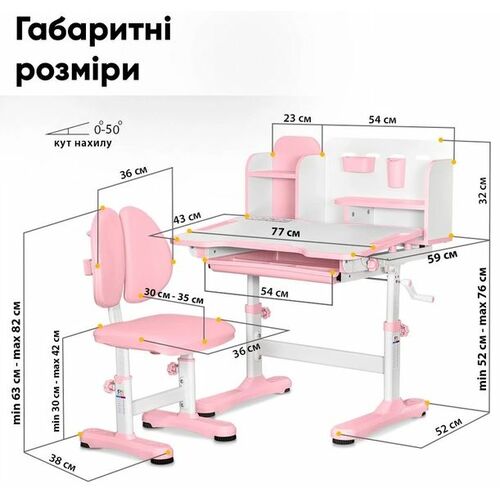 Комплект меблів Evo-Kids BD-28 Panda Стіл + стілець + полиця Pink (BD-28 PN) - Фото №4