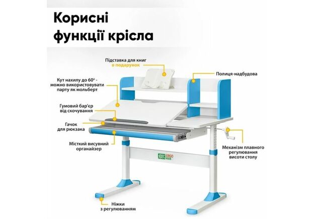 Дитячий стіл ErgoKids TH-330 Blue Білий/Блакитний - Фото №2