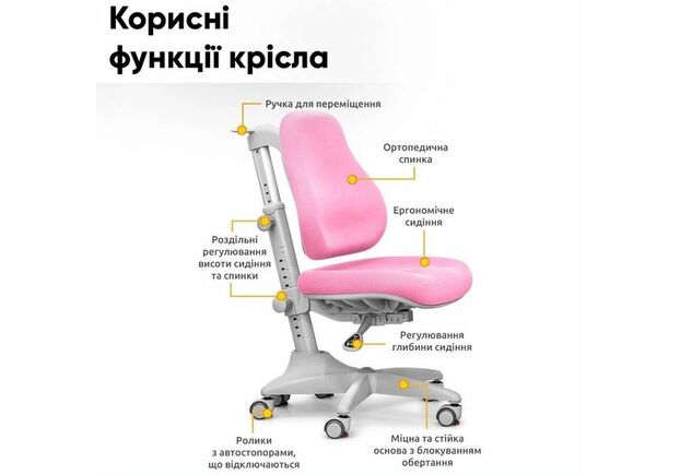 Комплект парта Evo-kids Florida Multicolor PN + крісло Mealux Match KP (Evo-52 WG+PN+Y-528 KP) - Фото №2