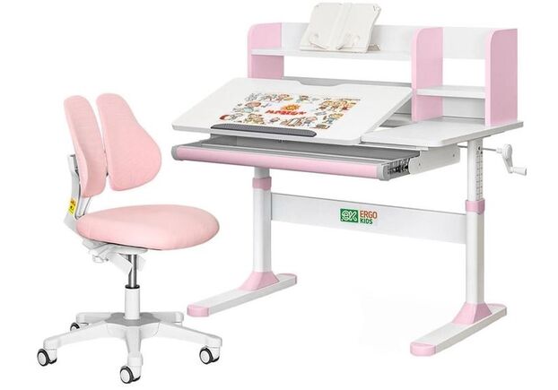 Комплект Ergokids Парта TH-330 Pink + Кресло Evo-kids Mio Lite KP (TH-330 W/PN + Y-208 KP) - Фото №1