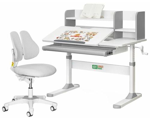 Комплект Ergokids Парта TH-330 Grey + Кресло Evo-kids Mio Lite G (TH-330 W/G + Y-208 G) - Фото №1