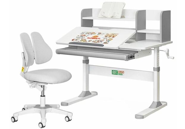 Комплект Ergokids Парта TH-330 Grey + Кресло Evo-kids Mio Lite G (TH-330 W/G + Y-208 G) - Фото №1