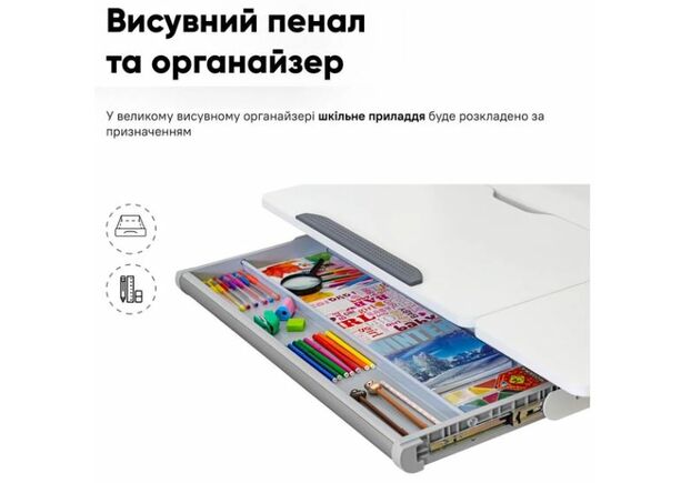 Комплект Ergokids Парта TH-330 Grey + Кресло Evo-kids Mio Lite G (TH-330 W/G + Y-208 G) - Фото №2