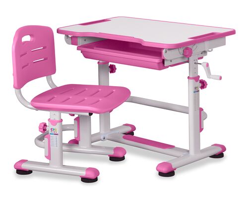 Комплект cтол и стул Evo-kids BD-08 PN столешница белая, цвет пластика розовый - Фото №1
