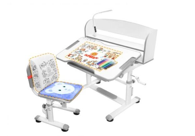 Комплект Evo-kids BD-10 G з лампою стільниця біла, колір пластику сірий - Фото №2