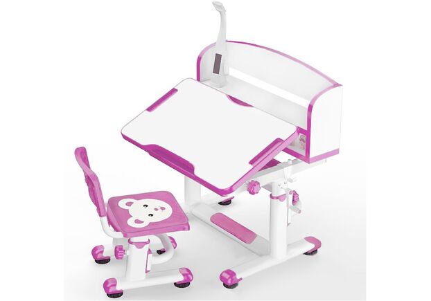 Комплект Evo-kids BD-10 PN с лампой столешница белая, цвет пластика розовый - Фото №1