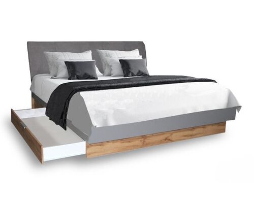 Кровать Linz Линц сп.м 180*200 см с ящиками серый Шифер/Дуб Вотан - Фото №1