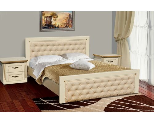 Двуспальная кровать Фридом 160х200 см слоновая кость + патина - Фото №1