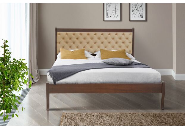 Ліжко дерев'яне з м'яким узголів'ям Монтана темний горіх-беатріс 03 - Фото №2