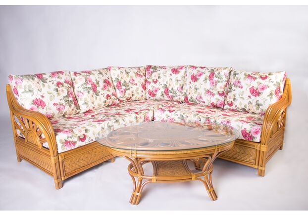 Угловой диван CRUZO Аскания со столиком натуральный ротанг королевский дуб - Фото №1