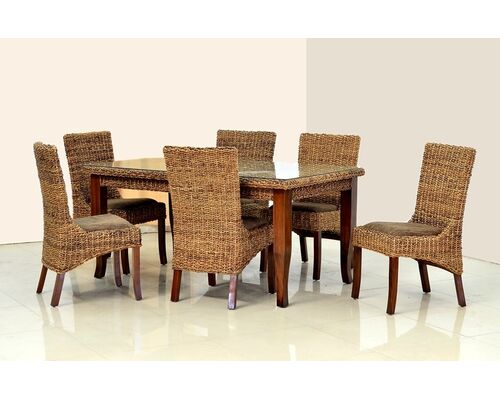 Обеденный комплект CRUZO Касабланка стол +6 стульев абака коричневый - Фото №1