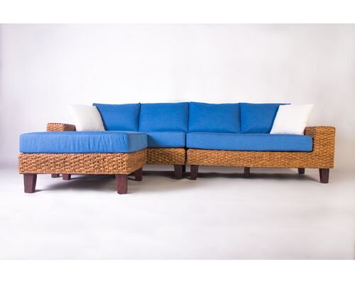 Модульный диван с пуфом CRUZO Фйорд дерево / водный гиацинт синий - Фото №1
