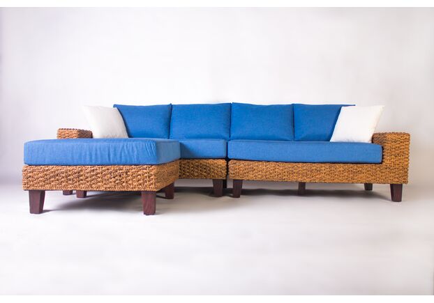 Модульный диван с пуфом CRUZO Фйорд дерево / водный гиацинт синий - Фото №1