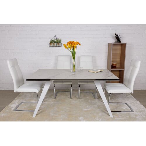 Стол обеденный MOSS (160(+40+40)*90*76 cm керамика ) белый  - Фото №5