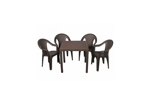 Набор для сада стол King+4 кресла Ischia коричневый - Фото №1