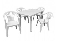 Набор стол и 4 кресла белый