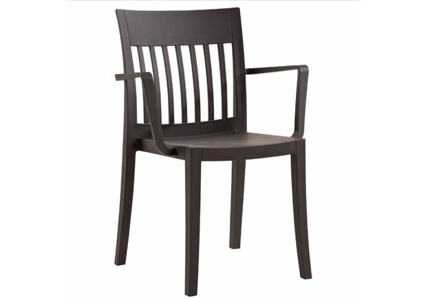 Пластиковий стілець із підлокітниками Eden-K матовий темно-коричневий - Фото №1