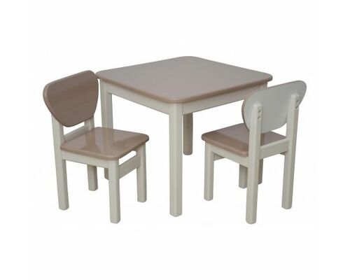 Детский комплект столик и 2 стульчика дерево/пленка МДФ капучино - Фото №1