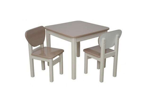 Детский комплект столик и 2 стульчика дерево/пленка МДФ капучино - Фото №1