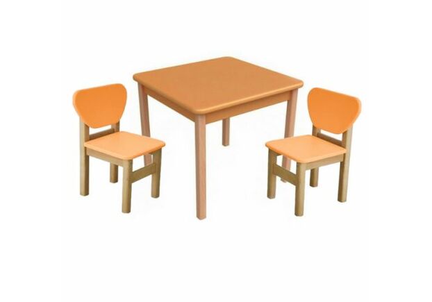 Комплект столик и 2 стульчика дерево/пленка МДФ оранжевый - Фото №1